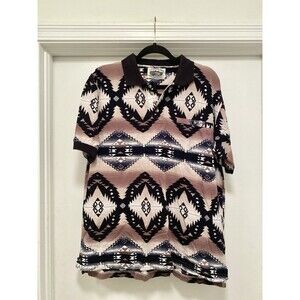 Vtg Cumberland Outfitters Polo Shirt Mens XL Aztec Western Cowboy 90s Grandpa